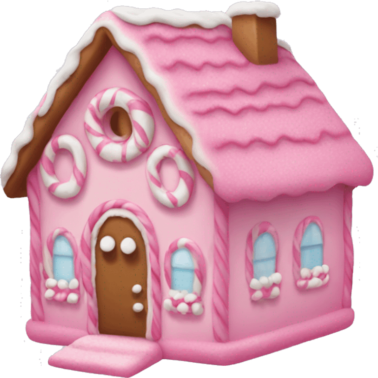 A pink gingerbread house emoji