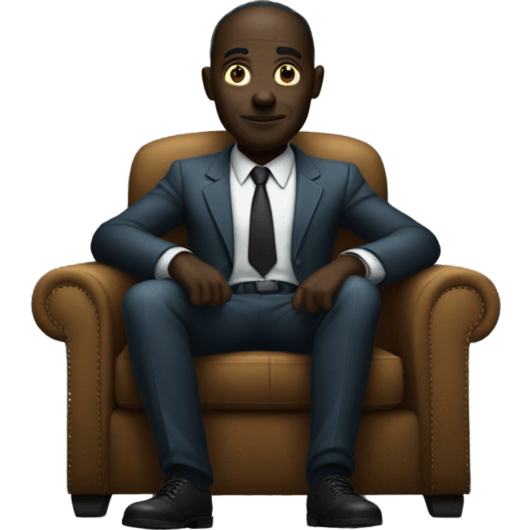 A  African boss siting on a office sofa in a dark place emoji