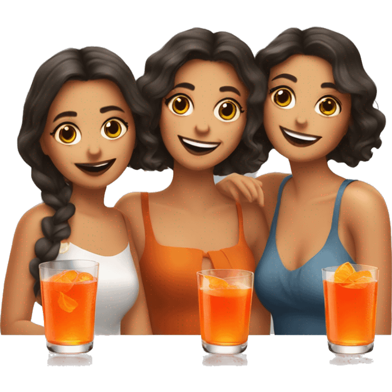 Three beautiful girls drinking aperol emoji