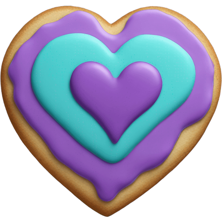 Purple teal cookie heart emoji