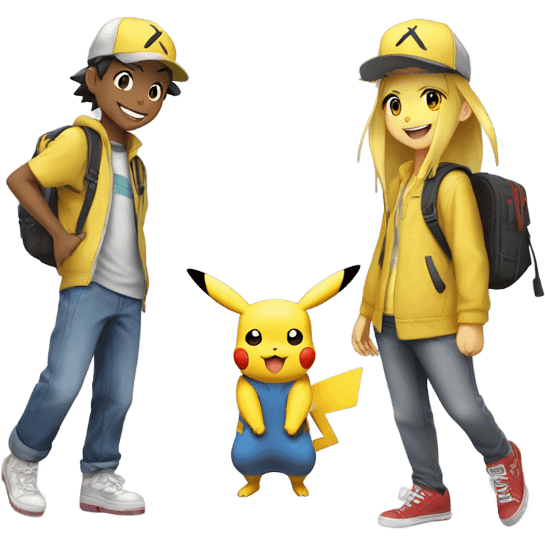 Pikatchua and Ash from pokemon  emoji