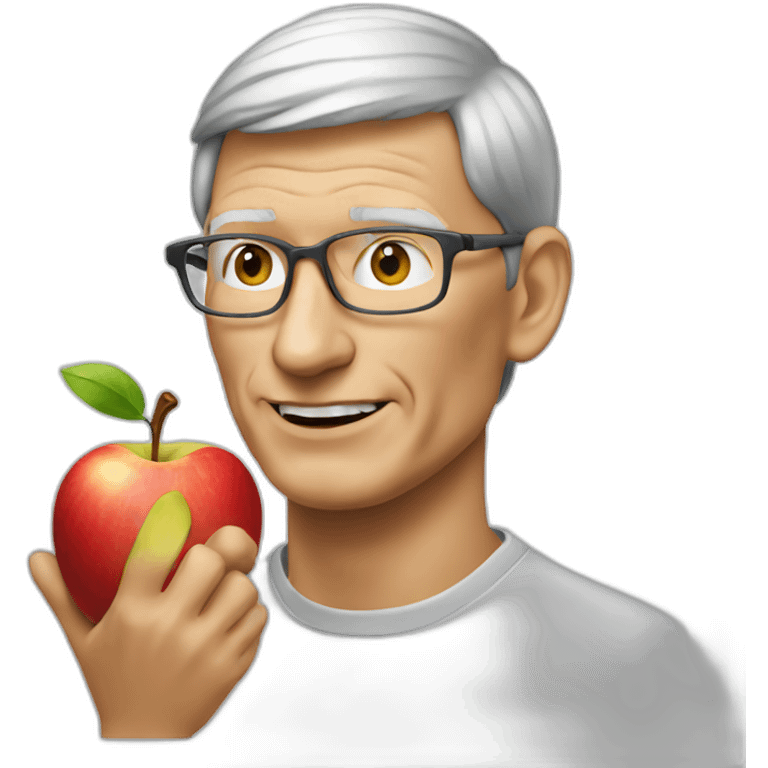 Tim Cook eating apple logo emoji