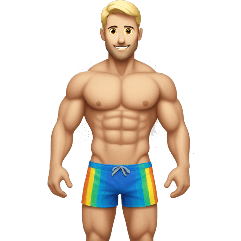 Caucasian Muscular gay male abs wearing bikini emoji