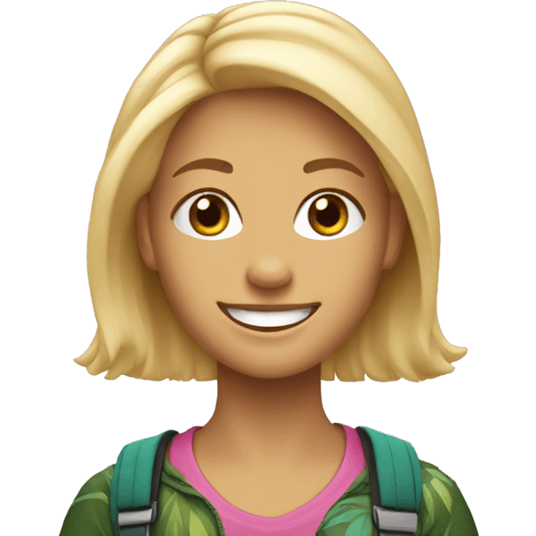 smiling blonde with dinosaur print emoji