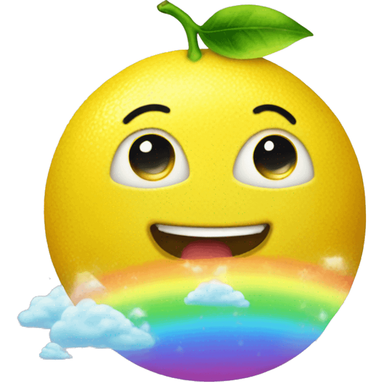 lemon under a rainbow emoji