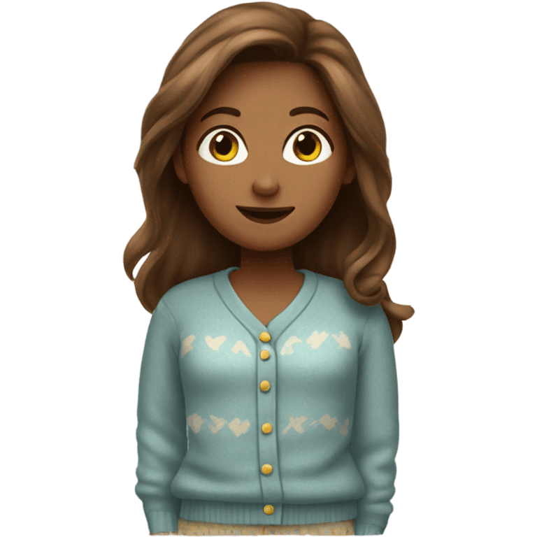  Lady with long brown hair in pajamas and a sweater  emoji