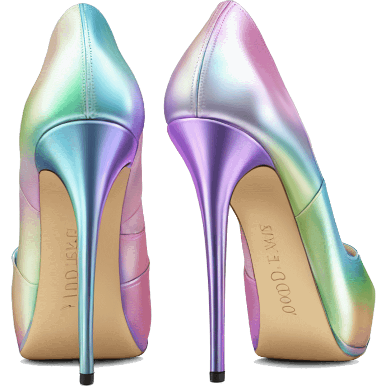 Realistic isolated top view of a pair of pastel  iridescent Jimmy Choo stiletto high heel shoes.  emoji