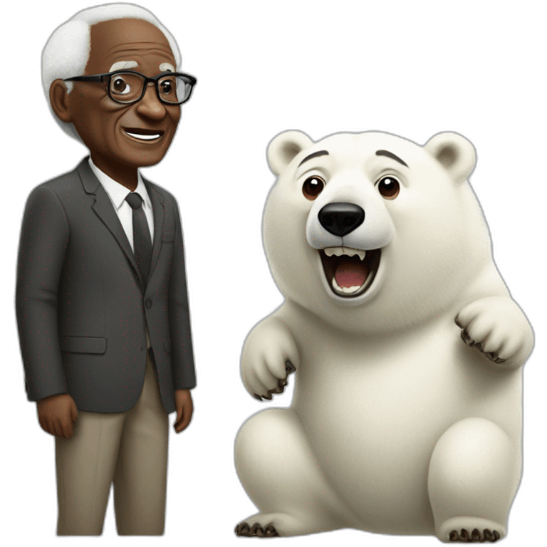 Desmond Tutu being racist to a polar bear emoji