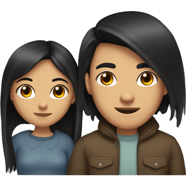 a girl with black straight hair and her boyfriend  emoji