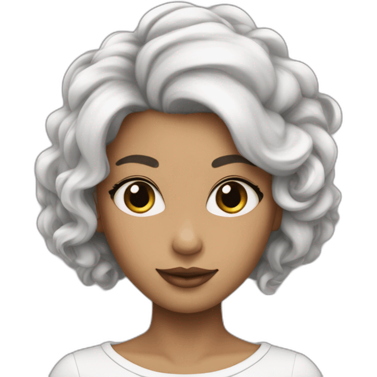 Fille peau blanche tresses cheveux noir emoji