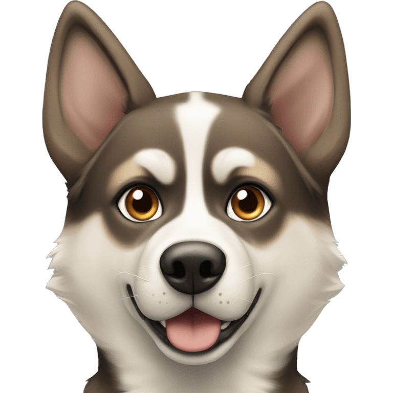 Husky mixed with German shepherd, one blue eye and one brown eye, more brown with tan spots emoji