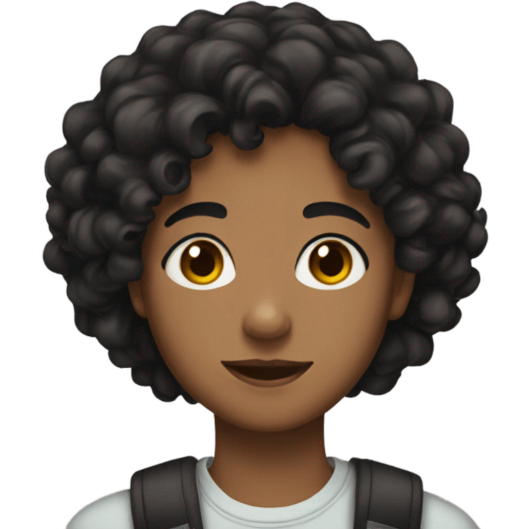 a brown skinned teenager with black curly hair and brown eyes  emoji