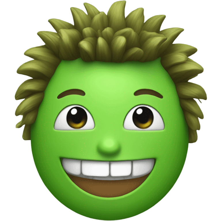 Green smiling 3d emoji with Mohawk and teeth emoji