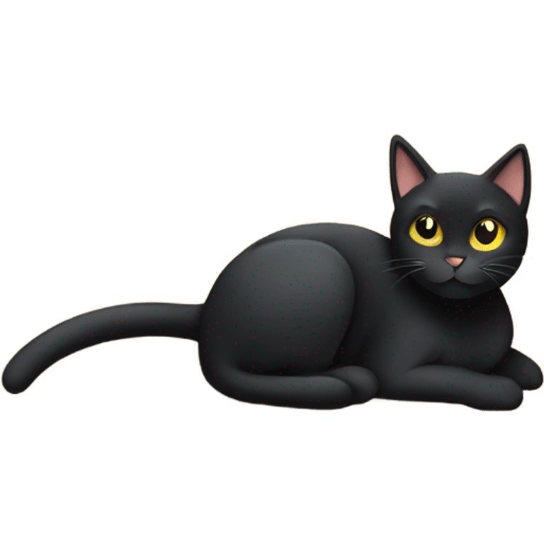 Black cat chilling on a beach  emoji