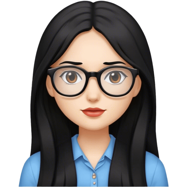 brunette girl long black hair with glasses emoji