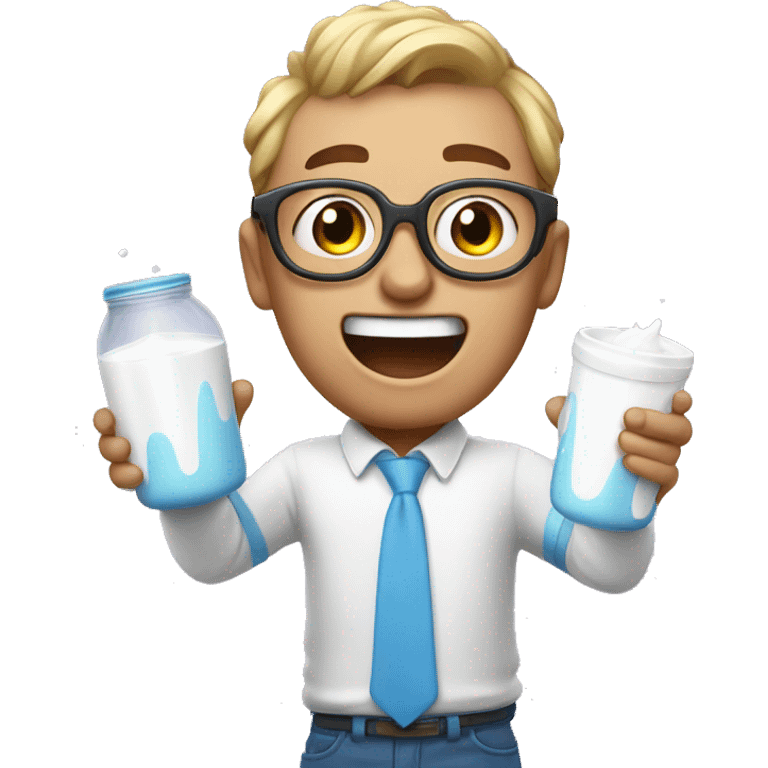 Nerd getting milk splashed on his face emoji