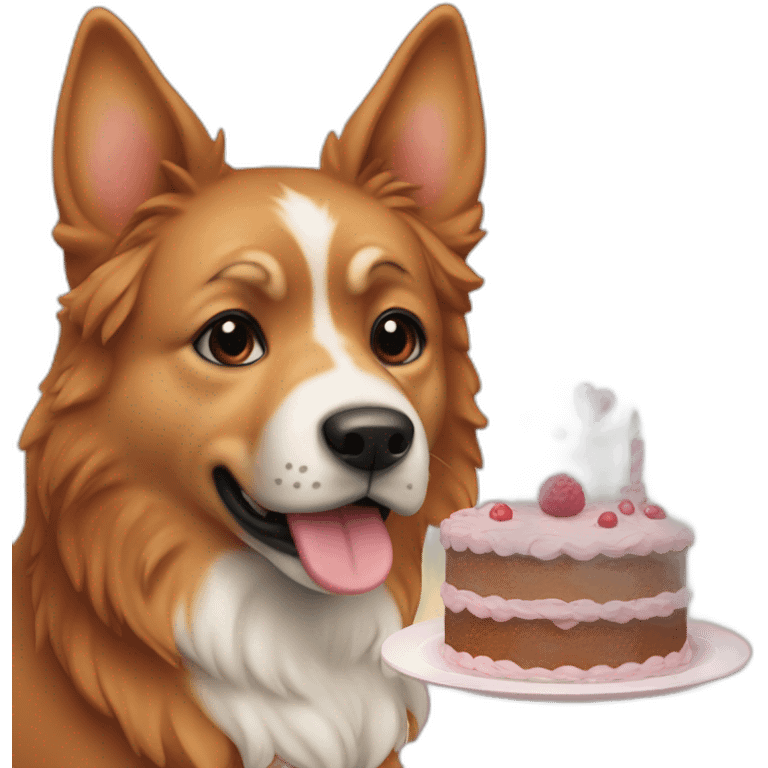 Een eekhoorn met een hond en een cake emoji