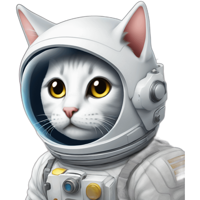 gato casi blanco astronauta a lomos de un unicornio emoji