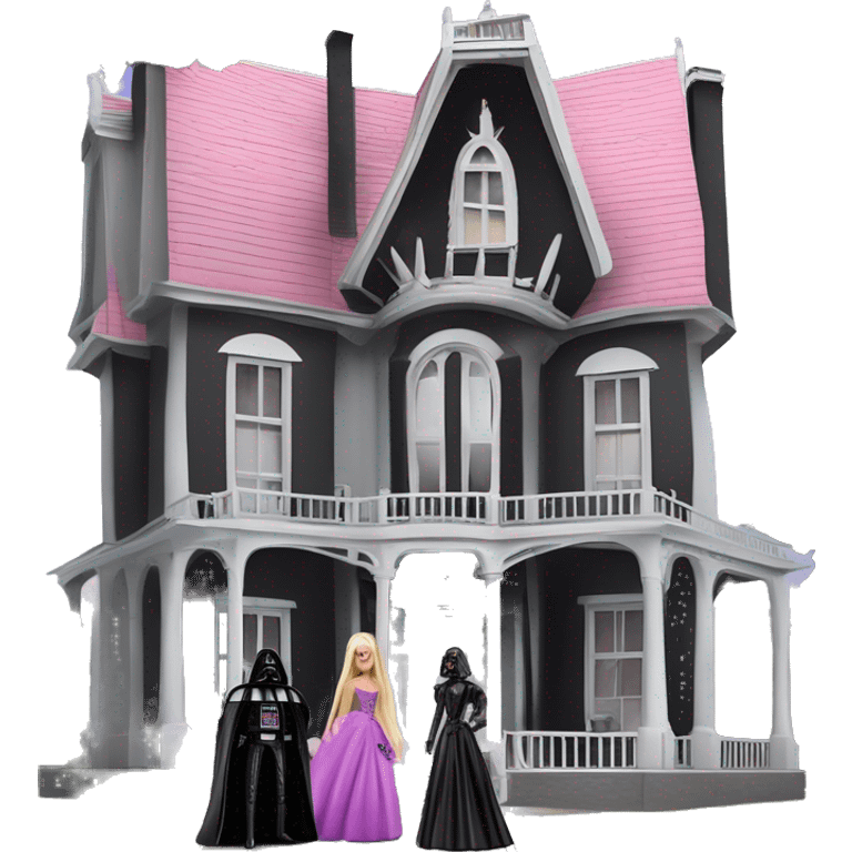 Darth Vader and Barbie’s very dusty old disturbing disgusting ghostly very haunted horror dream house mansion  emoji