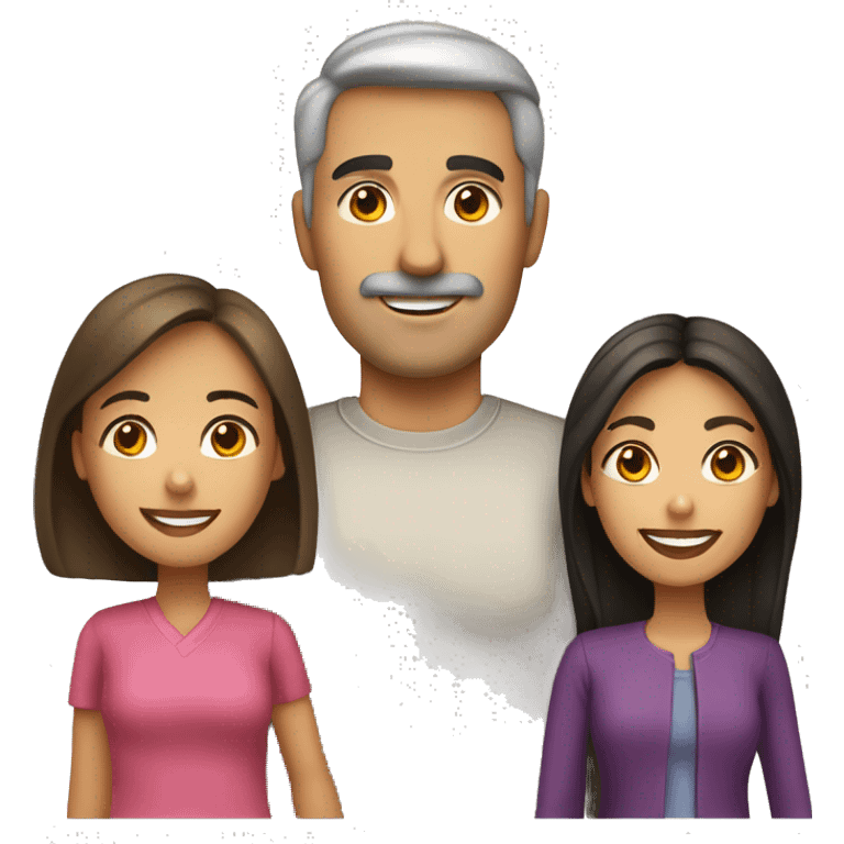 Caucasian dad, Hispanic mom, Hispanic daughter emoji