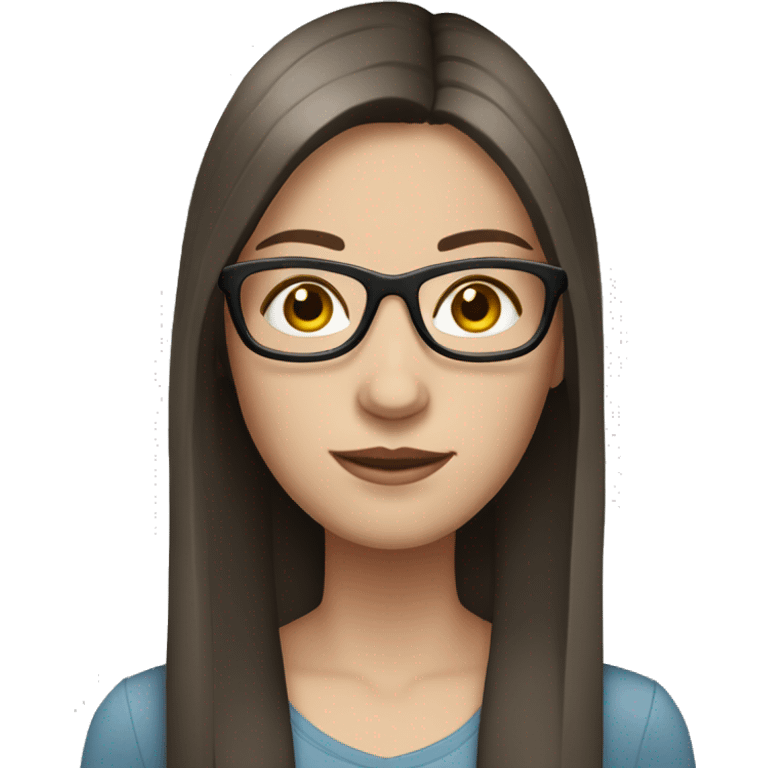 brunette girl with glasses and straight hair and pale skin emoji