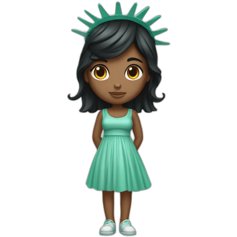 cute black hair girl statue of liberty emoji