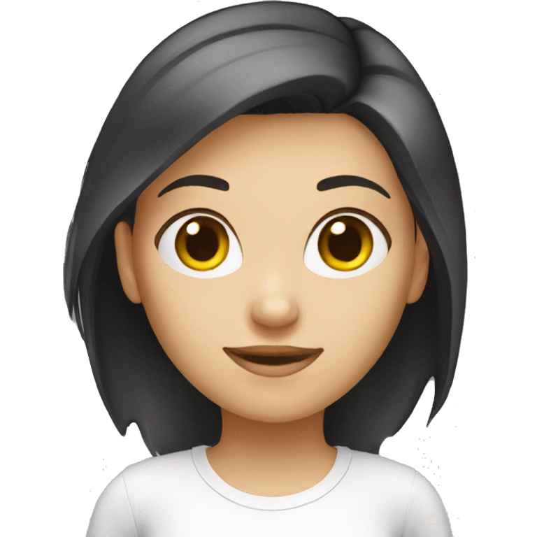 young white female, black tshirt emoji