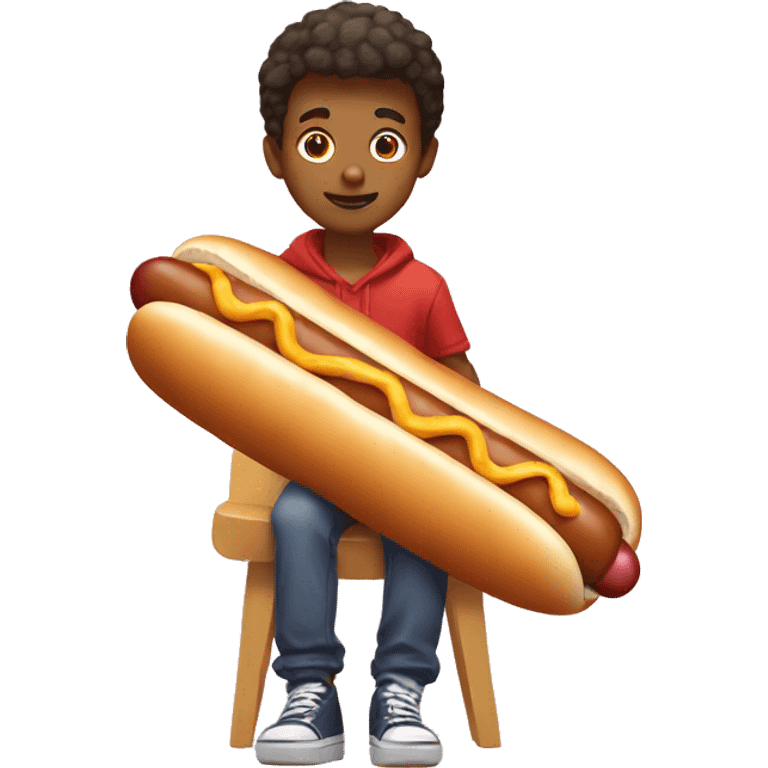 boy sitting on a hot dog emoji