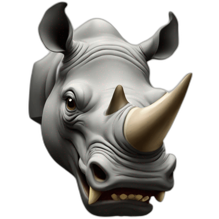 angry rhino head hanged on wall emoji