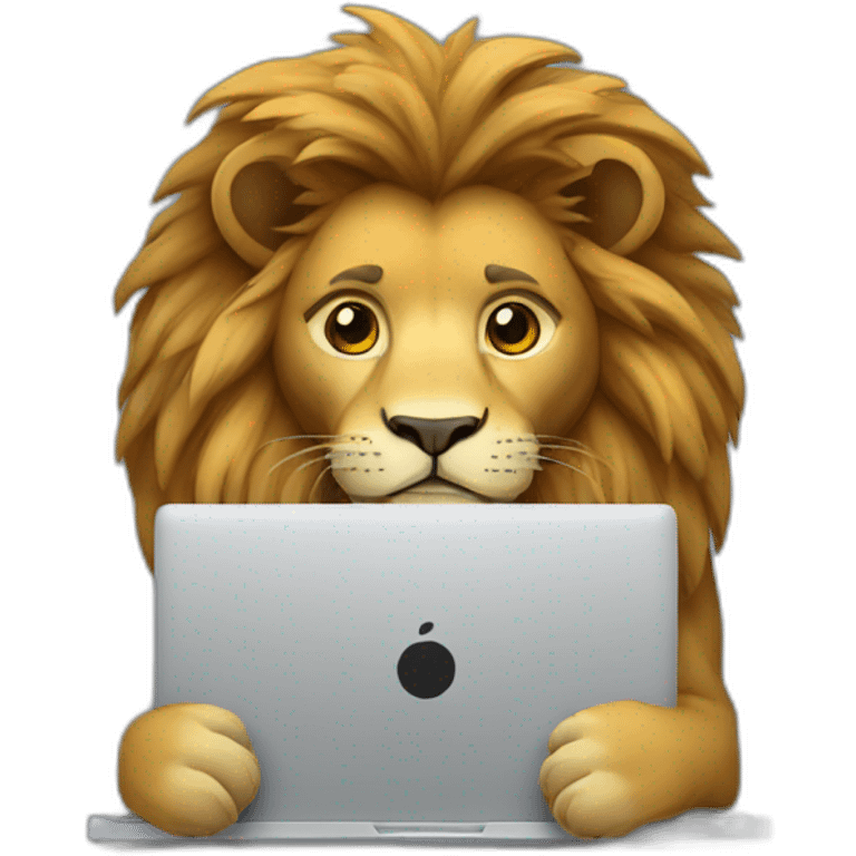 a lion using a laptop emoji