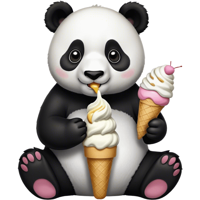 Panda eating ice cream emoji