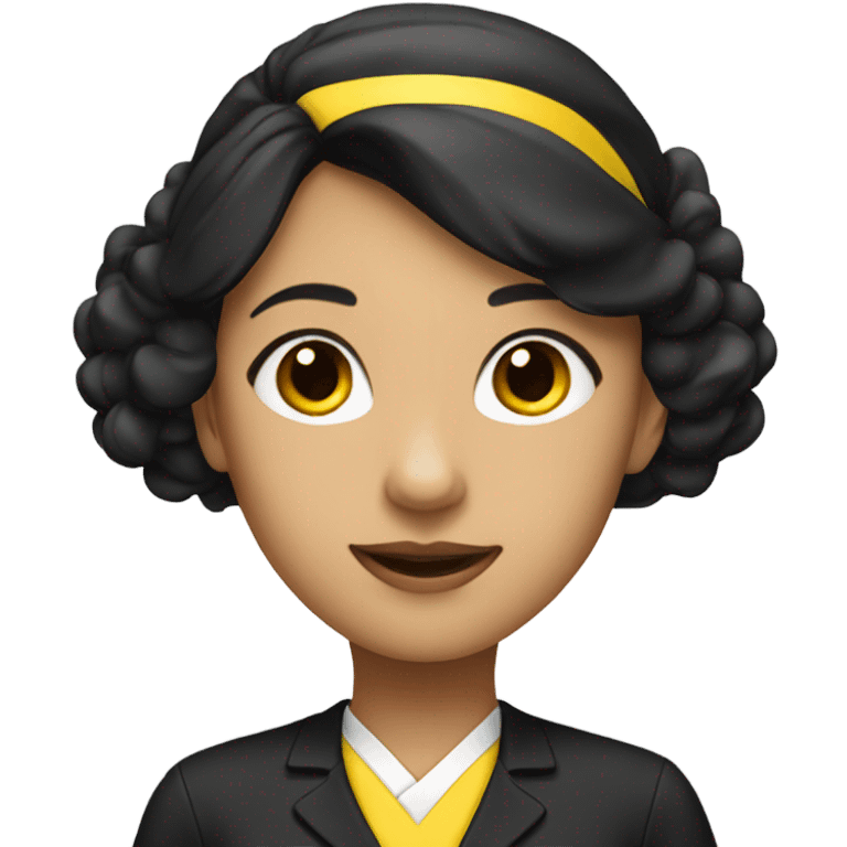 Black yellow flight attendant uniform Asian  emoji