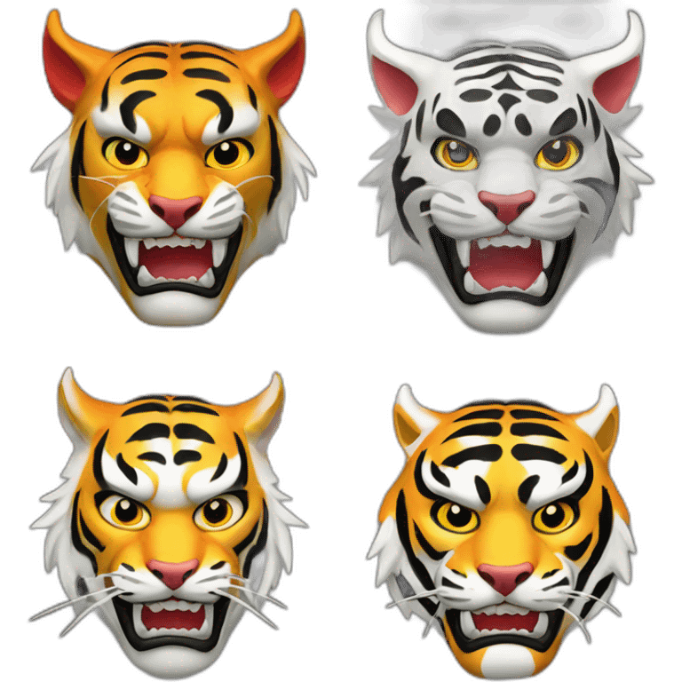 dragon tiger Japanese mask emoji