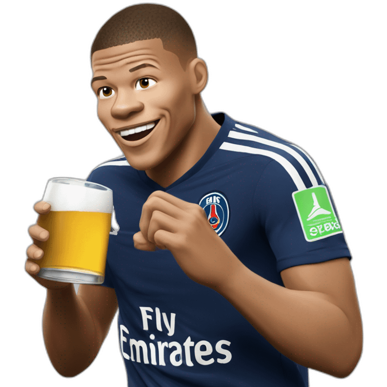 Mbappé en train de boir une bière emoji