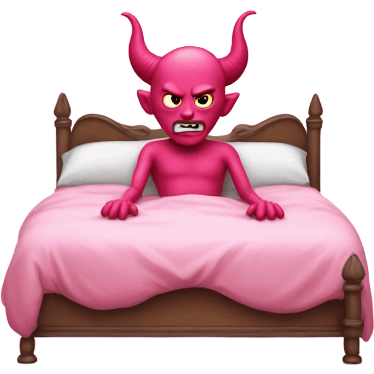 Pink devil in bed emoji