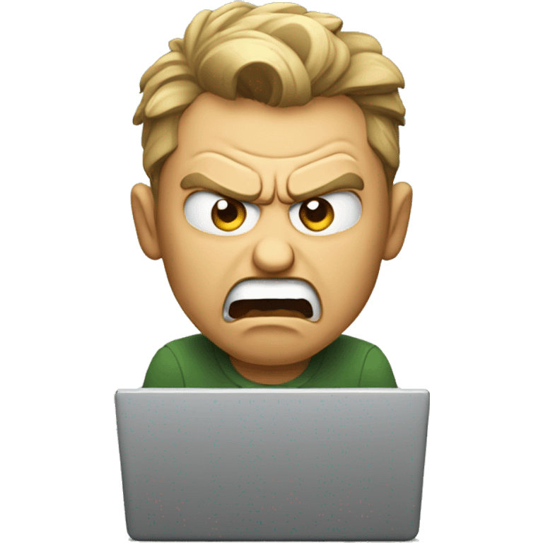 angry man yelling at a laptop emoji