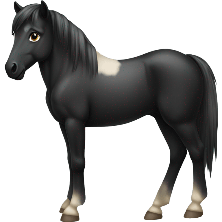 Black pony with a slightly brown n’ose emoji