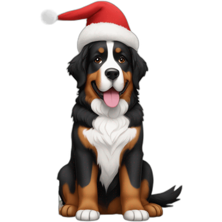 bernese mountain dog sitting under a christmas tree flag emoji