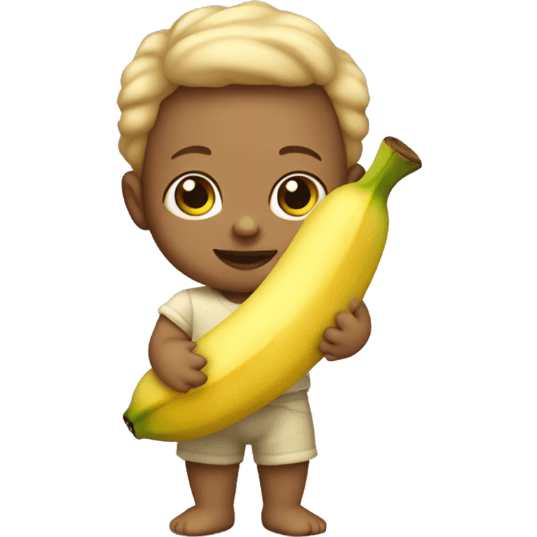 Bold baby light skin holding banana emoji