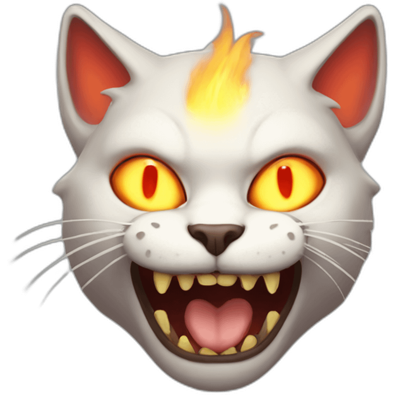 demon cat with fire ugly face emoji