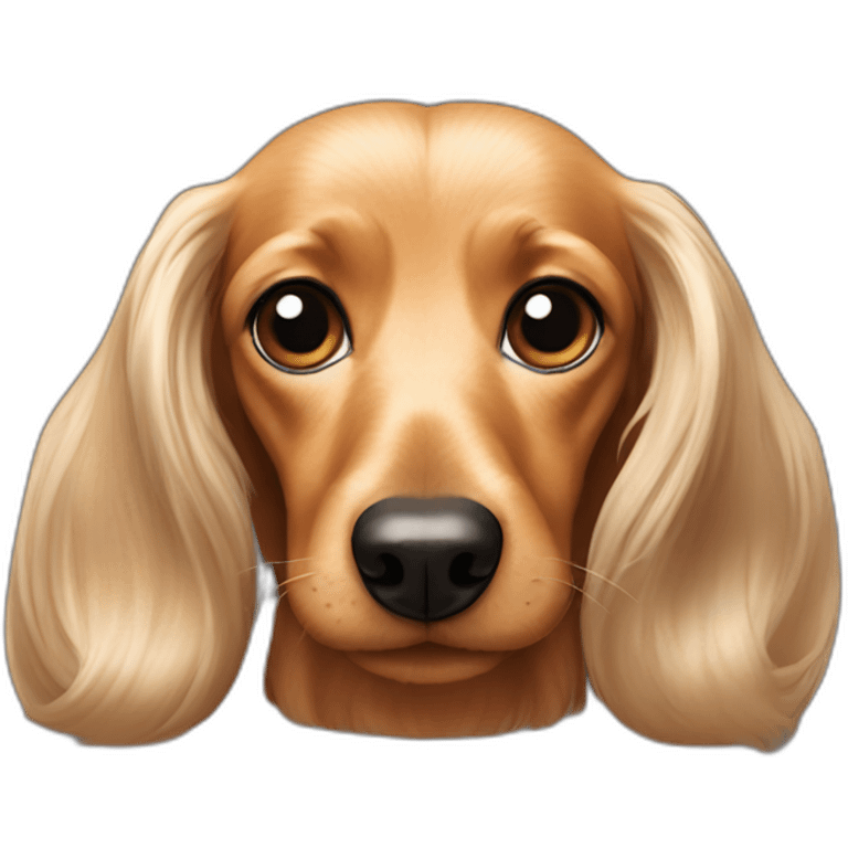 long hair cream Dachshund dog face emoji