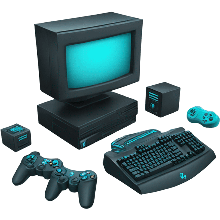 Cyan gaming setup  emoji