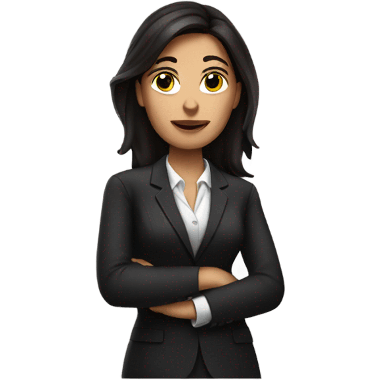 female brunette lawyer with a black cat emoji