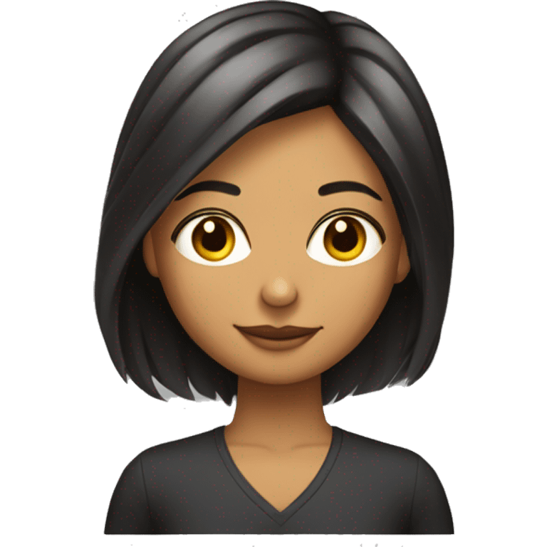 morena con pelo medio cortó con cabello oscuro  emoji