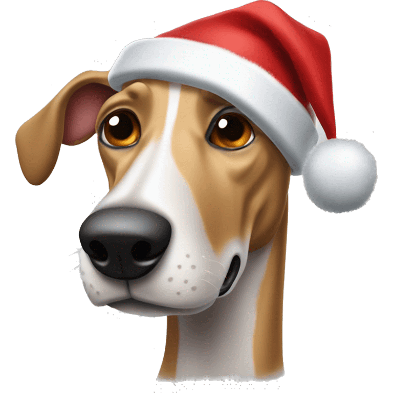 Perro galgo con gorro de navidad y rabo de ardilla emoji