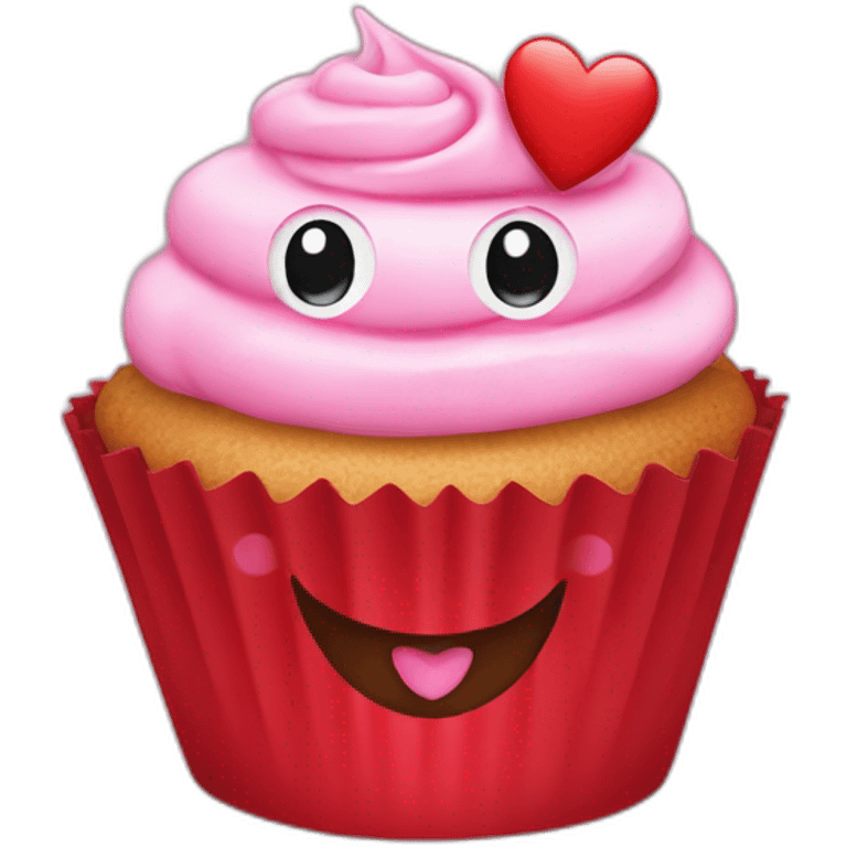 Valentine’s Day cupcake with a happy face emoji