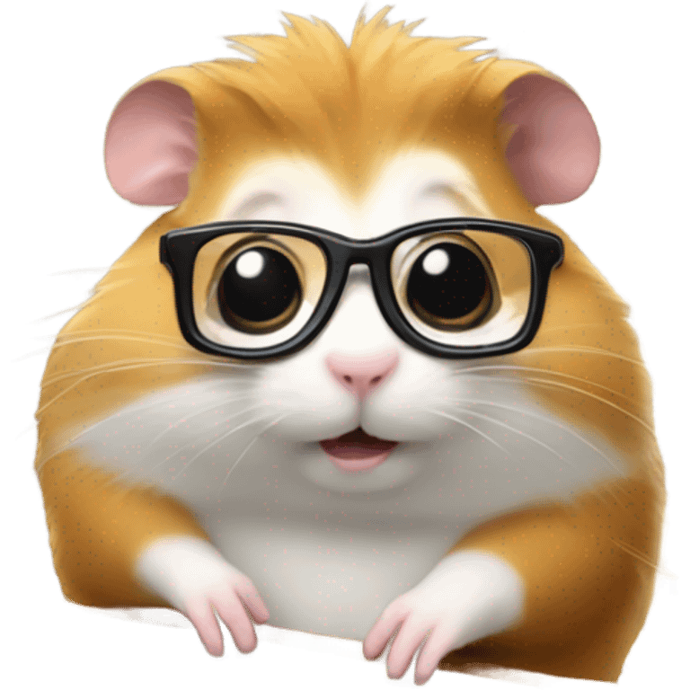 Hamster with glasses typing on computer around files emoji