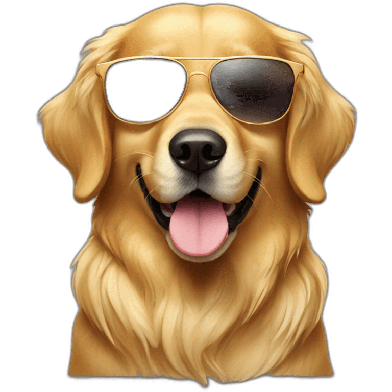 Golden retriever dog with sunglasses emoji