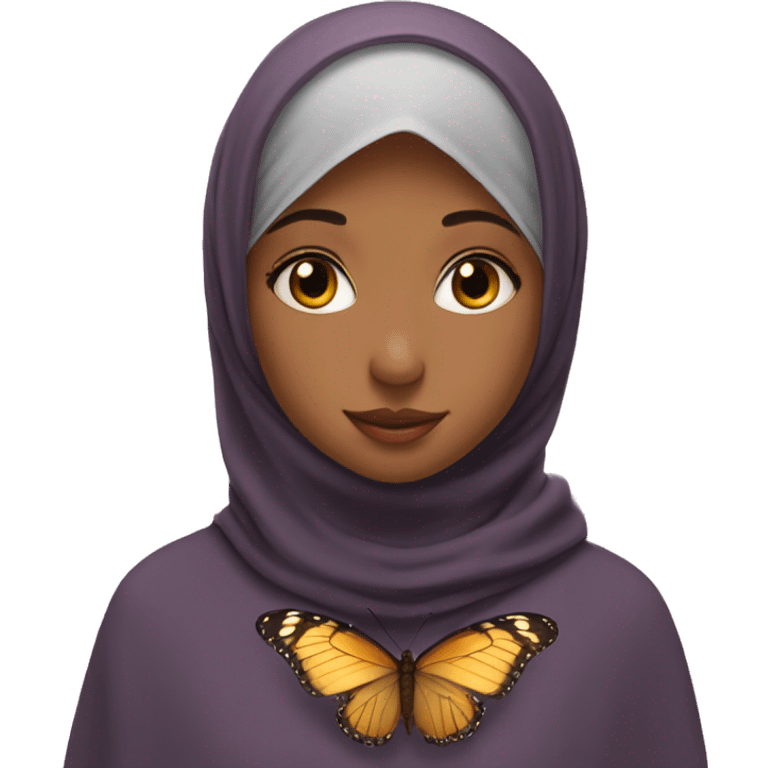 A butterfly on a girls nose but the girl wears a hijab emoji