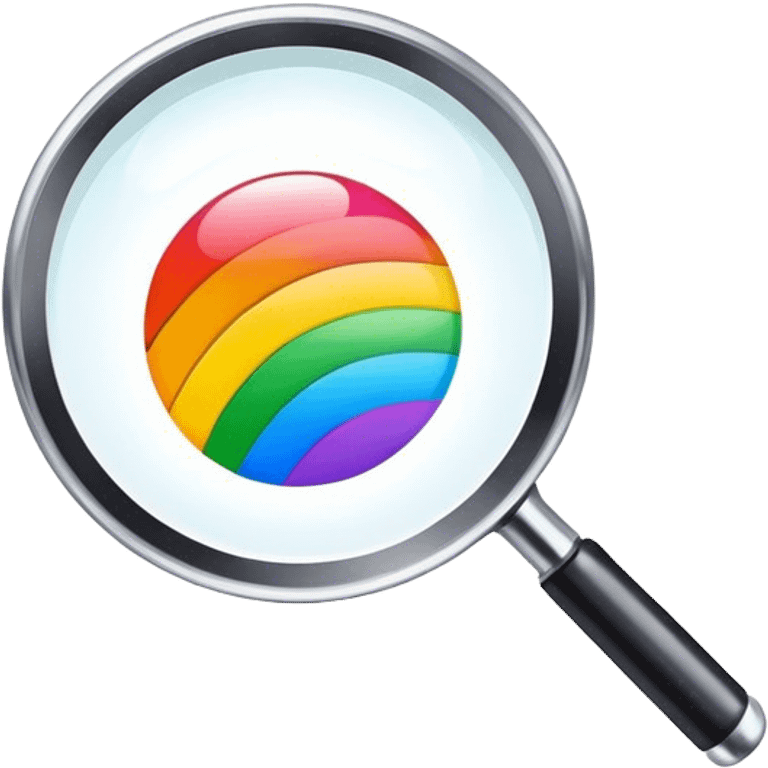 rainbow colored magnifier completely emoji